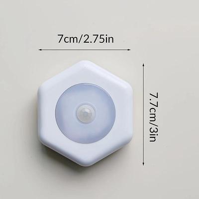 1 Pc white hexagonal motion sensor night light, bedroom small night light, night light, ambient light, white light, warm white light (without battery)