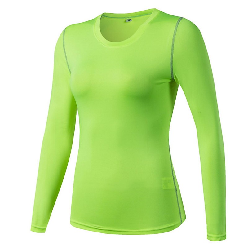 Women's Compression Shirt Base Layer Cut Out Stripe Long Sleeve Sweatshirt Athletic Winter Lightweight Yoga Fitness Gym Workout Sportswear Activewear Solid Colored Light Red Fuchsia Fruit Green