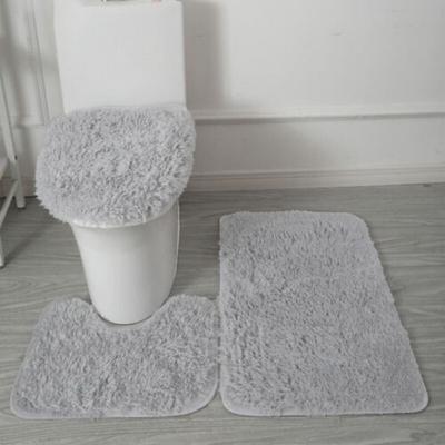 3Pcs/set Soft Solid Color Bath Mat Non-slip Non-slip Bath WC Carpets Rectangle U-shape Bathroom Toilet Rugs Floor Mat Door Mat