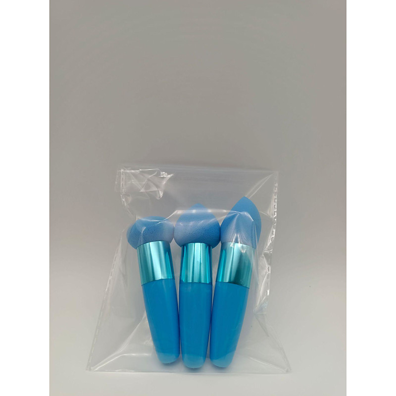 3Pcs Makeup Sponge Beauty Foundation Blending Sponge Makeup Sponge Wedge Foundation Sponges With Handle Cosmetic Blender Professional Beauty Sponge Blender