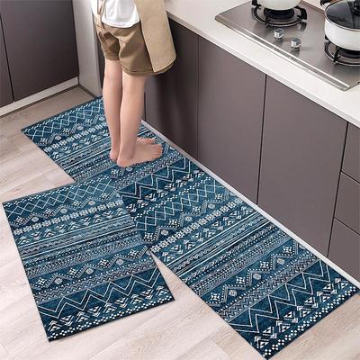 Boho Style Kitchen Mat Kitchen Rug Set of 2 Pcs,Perfect for Kitchen, Bathroom, Living Room, Soft, Absorbent Microfiber Material, Non-Slip, Easy Clean Machine Washable Floor Runner