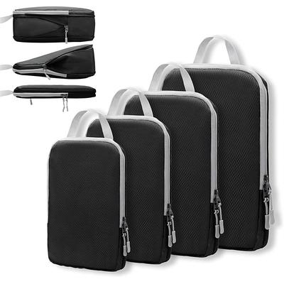 Compression Packing Cubes Set for Travel, Large Capacity 4-Piece Storage Bags with Diamond Pattern Fabric, Waterproof Organizer for Luggage