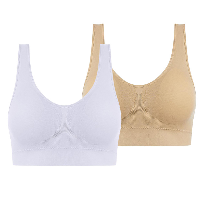 2 Pack Underwear Women's Plus Size Deep U Comfortable Beauty Back Yoga Vest with Pads No Steel Ring Gathered Shock-proof Sports Bra Home Outfits