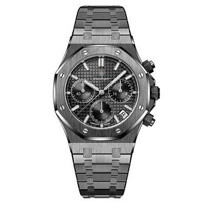 Men Mechanical Watch Quartz Watch Retro Vintage Wristwatch Luminous LED Back Light Chronograph Waterproof Stainless Steel Watch