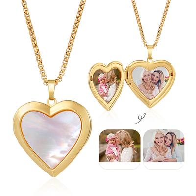 Personalized Photo Album Locket Necklace Custom Best Gift for Mom, Folding Memory Pendant for Wife Girlfriend Daughter Friend, Mother's Day Valentine's Christmas Birthday Keepsake