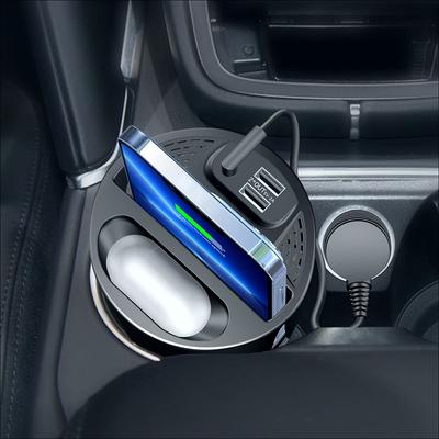 4 in 1 Multifunction Car Wireless Charging Cup for Qi Phone Airpods 3/2/Pro Wireless Charger Phone Holder for Car Compatible