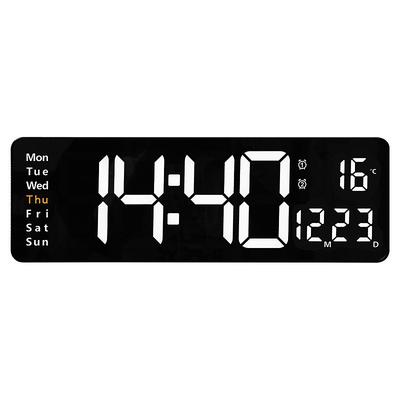 Large Digital Wall Clock Remote Control Temp Date Week Display Power Off Memory Table Clock Wall-mounted Dual Alarms LED Clocks