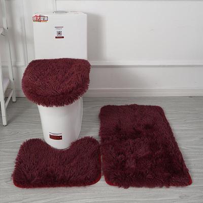 3Pcs/set Soft Solid Color Bath Mat Non-slip Non-slip Bath WC Carpets Rectangle U-shape Bathroom Toilet Rugs Floor Mat Door Mat