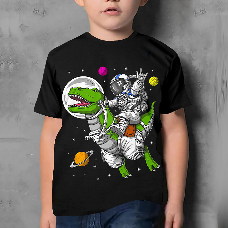 Kids Boys' T shirt Short Sleeve Dinosaur 3D Print Graphic Animal Black Children Tops Summer Active Cool Cute School Daily Wear 3-12 Years