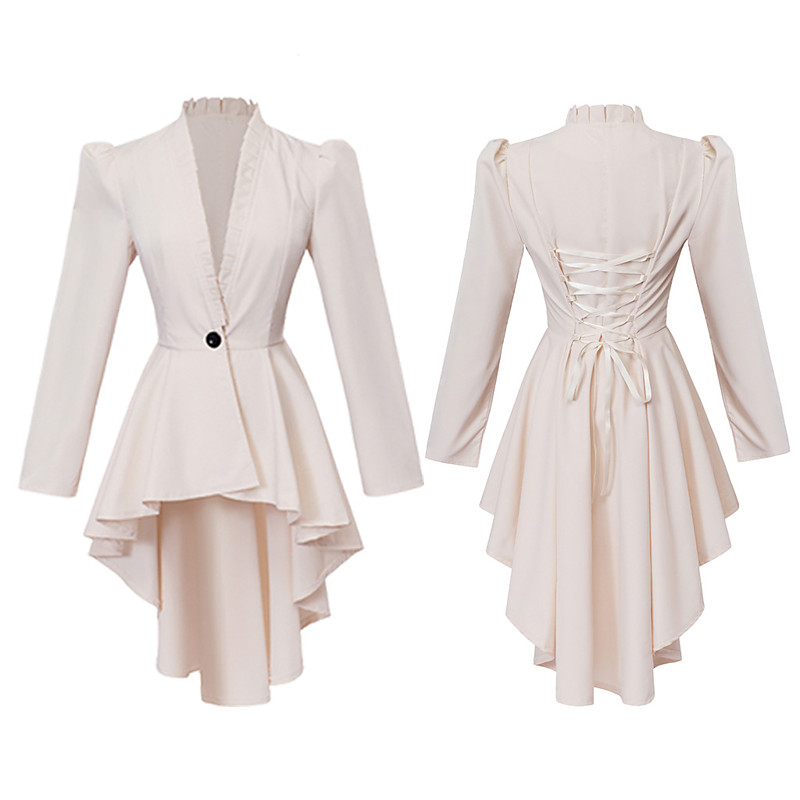 Punk Gothic Medieval Renaissance Coat Cosplay Costume Trench Coat Witch Goth Girl Solid Colored Fancy Dress Women's Royal Steampunk Walpurgis Night Halloween Carnival Masquerade Event / Party Daily