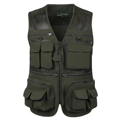 Men's Fishing Vest Hiking Vest Summer Outdoor Lightweight Work Safari Travel Photo Vest with 16 Pockets Breathable Quick Dry Mesh Polyester Orchid Black Light Green Hunting