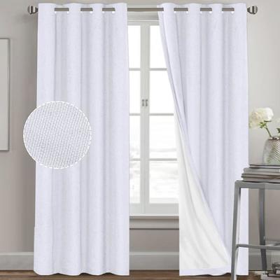 Linen Texture Curtains for Bedroom Solid 100% Blackout Thermal Insulated with White Liner Room Darkening Curtains/Draperies for Living Room Nursery 2 Pieces, W52 x L84