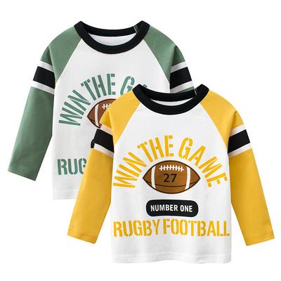 Multi Packs 2pcs Boys Crew Neck Long Sleeve GreenYellow T Shirt Tee Top Print Graphic Vacation Daily Wear 100% Cotton Spring Fall