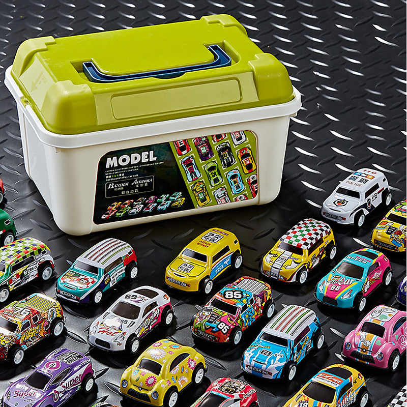 Storage Bucket Collection Edition 30 Alloy Racing Cars Iron Sheet Cars Rebound Cars Multiple Alloy Cars Live Streaming Cars Christmas Gift