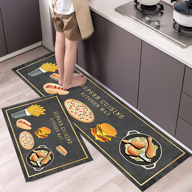 2 Piece Waterproof and Oil-Proof Kitchen Anti-Slip Mat, Bathroom Anti-Slip Mat, Bedroom Cushion, Living Room Carpet, Door Mat, Kitchen Carpet- 40 60cm 40 120cm