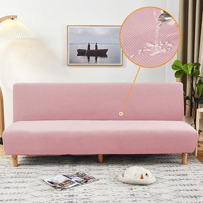 Water Resistant Sofa Bed Slipcover 1-Piece Stretch Burgundy Sofa Slipcover Armless Sofa Cover Furniture Protector Soft with Elastic Bottom for Kids, Spandex Jacquard Small Checks