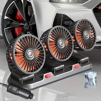 Triple-Head 12V/24V USB Car Fan - Powerful Cooling and Air Circulation for Vehicle Comfort on Long Drives