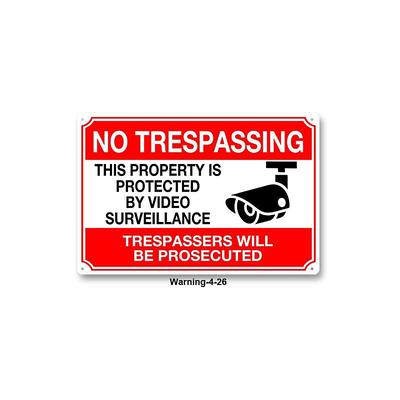 1pc Warning Metal Tin Sign No Trespassing Signs Private Property, Metal 24 Hour Video Surveillance Signs Security Camera Sign For Home Outdoor Property Yard Business Driveway Alert 20x30cm/8''x12''