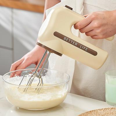 Double-end Rechargeable Wireless Automatic Mixing Stainless Steel Electric Egg Beater Hand Mixer Blender with Long Endurance Five Speed Control for Whipped Cream Cake Mixer