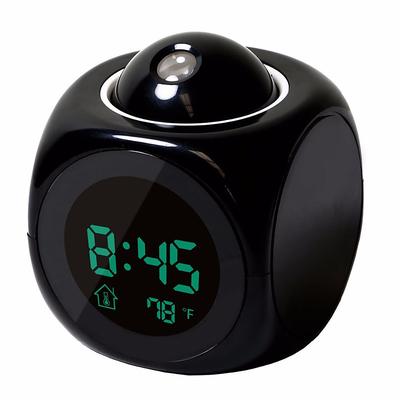 Digital Projection Alarm Clock Home Multifunction Voice Talking Alarm Clock LCD Display with Electronic Thermometer Time Wall Ceiling Projection