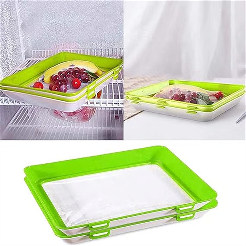 Reusable Food Preserving Tray, Food Preservation Tray, Stacking Food Storage Trays, Environmentally Stackable Food Preserving Trays with Stretch Cover for Various Foods