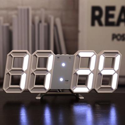 3D LED Digital Clock Alarm Nordic Wall Clocks Wall Deco Glowing Night Mode Adjustable Electronic Table Clock Wall Clock Decoration Living Room LED Clock