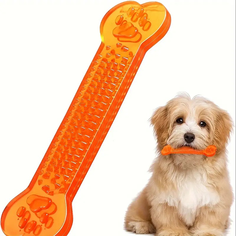Orange Gentle Puppy Teething Dental Chew Toy Bone Puppy Teething Chew Toys Treat Dispensing Dog Toy Dog Chew Bone Interactive Training Toys For Small Puppies Teeth Cleaning Birthday Gift
