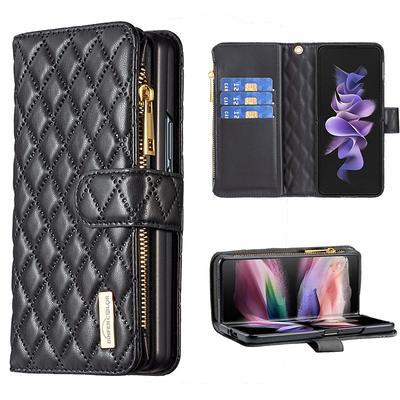 Phone Case For Samsung Galaxy Z Fold 6 Z Fold 5 Z Fold 4 Z Fold 3 Full Body Case Wallet Case Flip Zipper With Card Holder Solid Colored Geometric Pattern PC PU Leather