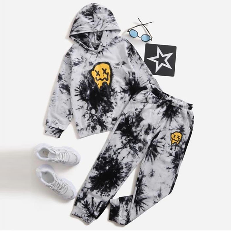 Boys 3D Graphic Tie Dye Hoodie Sweatpants Set HoodieSet Clothing Set Long Sleeve Spring Fall Sports Fashion Cool Kids 3-12 Years Outdoor Vacation Street Regular Fit