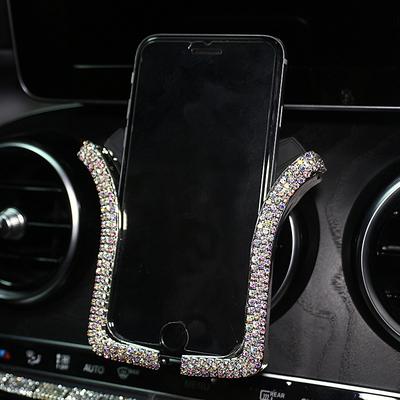Car Rhinestones Phone Holder Crystal Air Outlet Vent Support Phone Diamond Clip Car Interior Universal Smart Phone Stand Automotive Parts Accessories