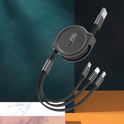 2023 New 3 In 1 Retractable USB Cable Mobile Phone Universal Charger Cable Fast Charging Cable USB Cable for Iphone for samsung for HUAWEI for Xiaomi for OPPO for Google