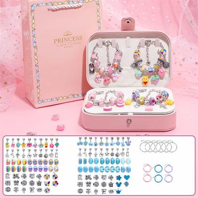 Hot-selling children's handmade diy beaded bracelet gift box set cute multicolor animation pendant resin bracelet jewelry
