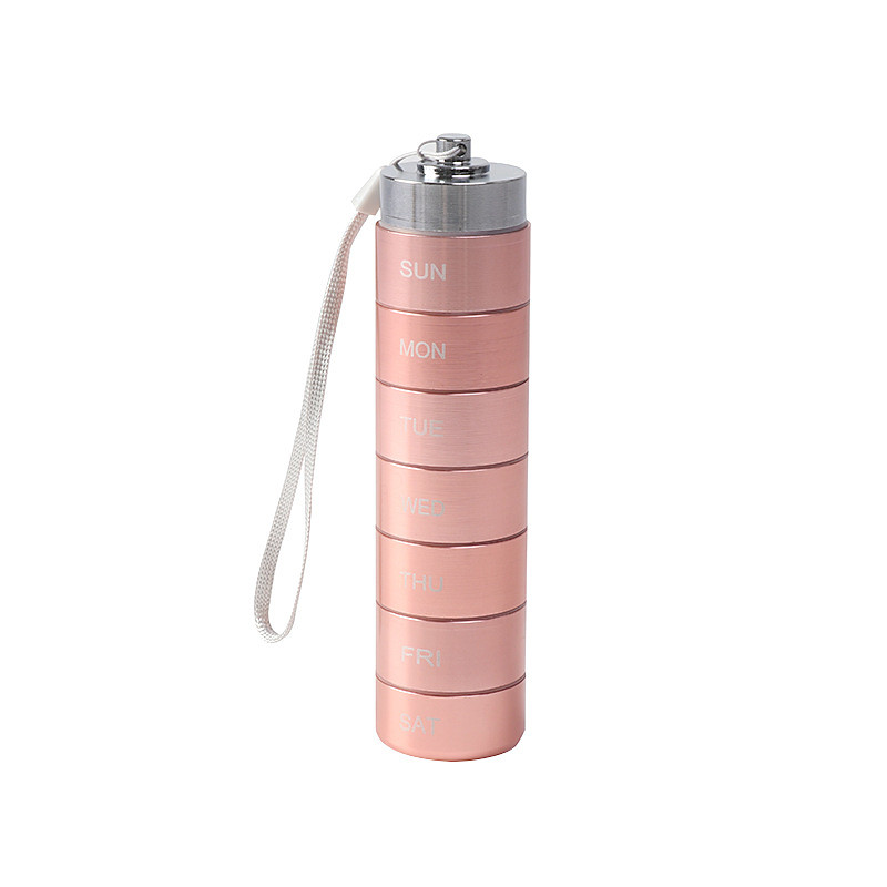 Metal Travel Pill Organizer, Portable Waterproof Weekly Pill Box, Large Aluminum Alloy Pill Case Container, BPA Free 7 Day Daily Medicine Organizer Holder for Vitamin, Fish Oil, Supplement