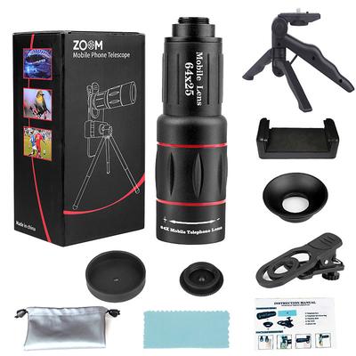 Phone Camera Lens Kit 36X/64XTelephoto Lens for iPhone with E-Clip and Tripod, Suitable for Most Smartphones