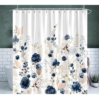 Shower Curtain 180cm 70,Watercolor Shower Curtain Set, Polyester Waterproof Shower Curtain, Non-slip Floor Mat, Toilet Seat, Bathroom Mat12 Plastic Hooks, for Bathroom Bathtub Decoration