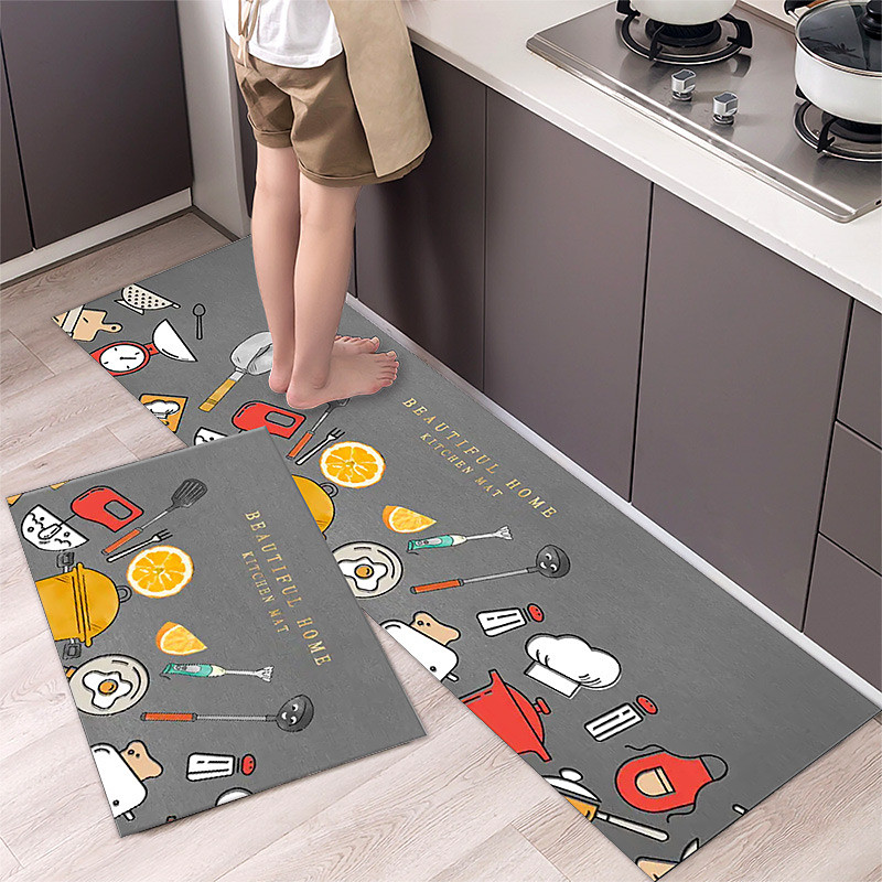 2 Piece Waterproof and Oil-Proof Kitchen Anti-Slip Mat, Bathroom Anti-Slip Mat, Bedroom Cushion, Living Room Carpet, Door Mat, Kitchen Carpet- 40 60cm 40 120cm