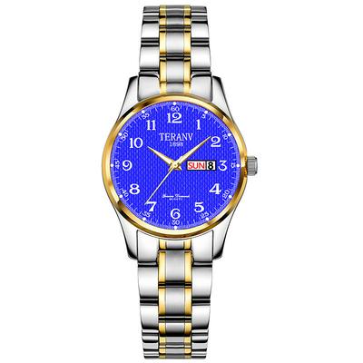 A New Digital Circular Dial Women'S Business Watch Ipx7 Waterproof Luminous Calendar Week Display Alloy Strap Multi-Functional Fashion Trend Quartz Watch Suitable For Travel Leisure Women'S Watch