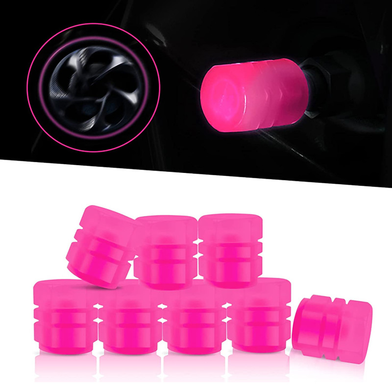 8 PCS Luminous Wheels Cap Tire Valve Stem Glow Luminous at Night Air Caps Cover Fluorescent Illuminated Auto Car Wheel Valve Stem Caps Cover for SUV Motorcycles Truck Vehicle