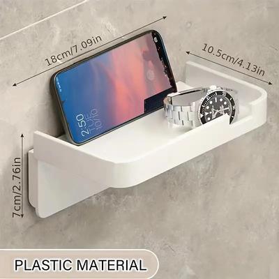 1pc Wall Mounted Toilet Paper Storage Rack Mobile Phone Holder Self Adhesive Toilet Paper Holder With Phone Shelf Upgrade YourBathroom With Rustproof And Bathroom Washroom Black Tissue Rack