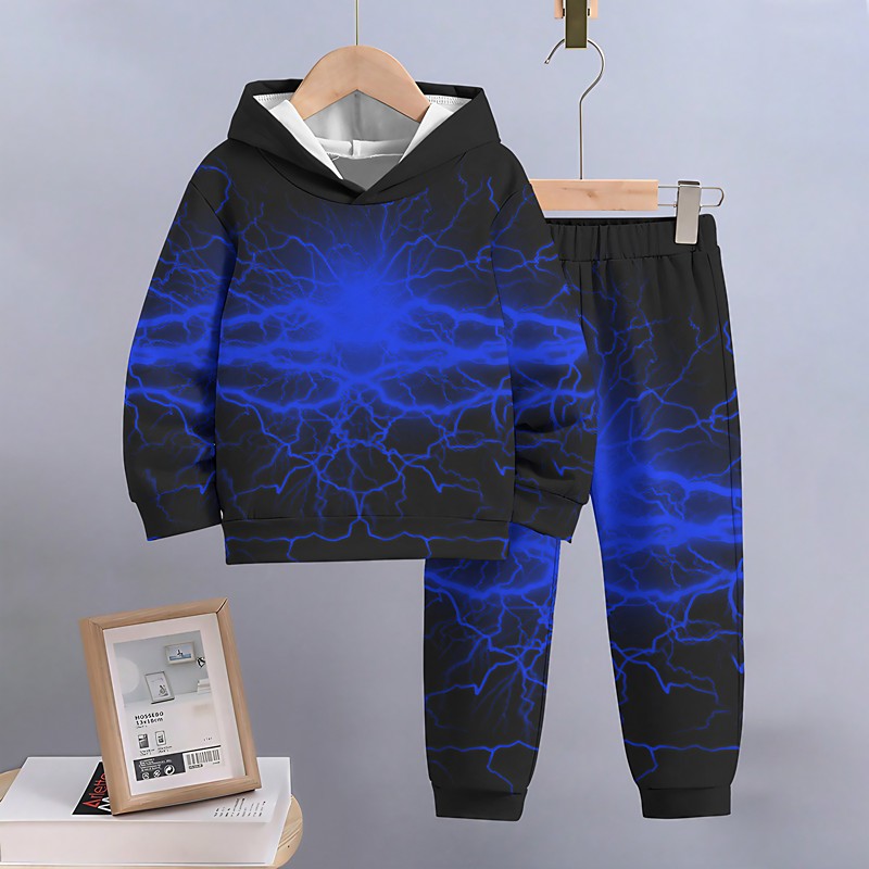 Boys 3D Gradient Ramp Hoodie Sweatpants Set HoodieSet Clothing Set Long Sleeve Spring Fall Sports Fashion Cool Kids 3-12 Years Outdoor Vacation Street Regular Fit