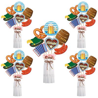 24 Pcs Dedicated To Oktoberfest Party Decoration Paper Banner Pull Flag Pennant Balloon Cake Card Card Wish