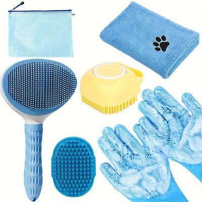 6pcs Dog Bath Brush Kit 6pcs Dog Bath Brush Kit with Towel Washing Gloves Slicker Hair Grooming Brush for Shedding Shampoo Scrubber for Dogs and Cats