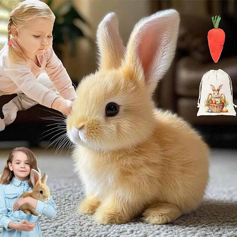 My Realistic Bunny Toy Interactive Electronic Pet Toys Bunnies can Hops Walks and Wiggles its EarsEaster Plush Stuffed Bunny Toy Educational Toys for Kids Christmas Gift