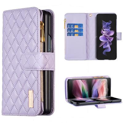 Phone Case For Samsung Galaxy Z Fold 6 Z Fold 5 Z Fold 4 Z Fold 3 Full Body Case Wallet Case Flip Zipper With Card Holder Solid Colored Geometric Pattern PC PU Leather