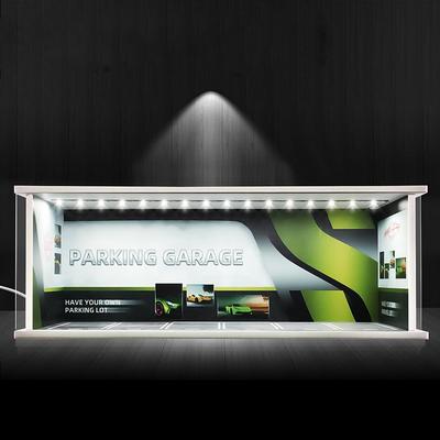 1:64 Model Car Display Case Diecast Diorama Garage,Simulated Parking Lot Model Miniature Scene Parking Lot PVC Assembly with Light Parking Space Model Display Frame Toy Display Box