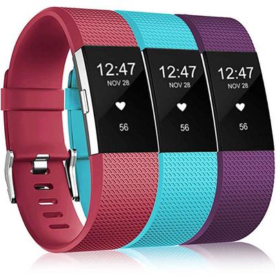 3 Pack Bands Compatible with Fitbit Charge 2, Classic Special Edition Silicone Fitness Sport Replacement Bands for Fitbit Charge 2, Women Men