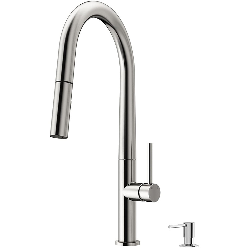 Kitchen Faucet,Rotatable Pull-out/­Pull-down Brass High Arc Nickel Brushed/Painted Finishes Single Handle One Hole Kitchen Taps with Hot and Cold Switch