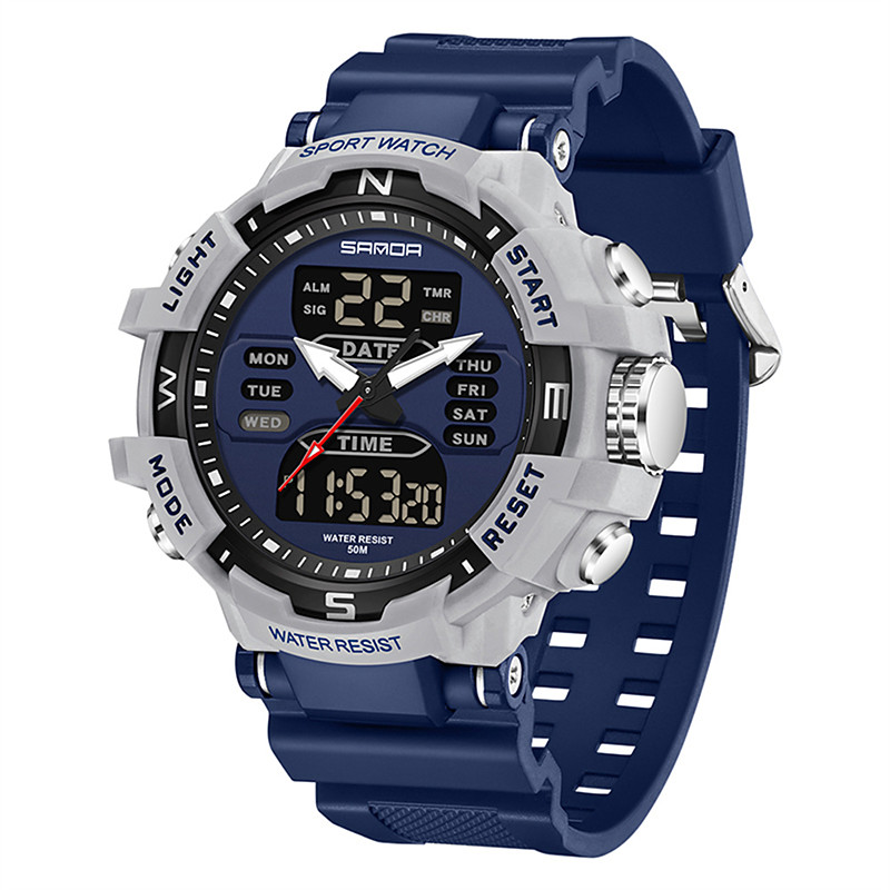 SANDA Men Digital Watch Outdoor Sports Fashion Wristwatch Luminous Stopwatch Alarm Clock Countdown TPU Watch