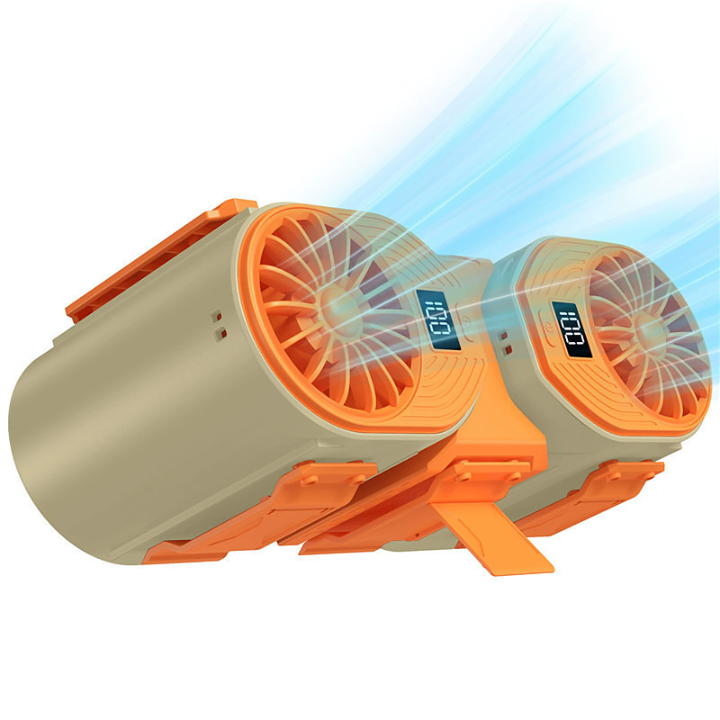 Portable Clip-on Waist/Neck Fan with Turbo Cooling, 10000mAh Battery, 3 Speeds, Digital Display, for Outdoor Work, Sports Desk Use