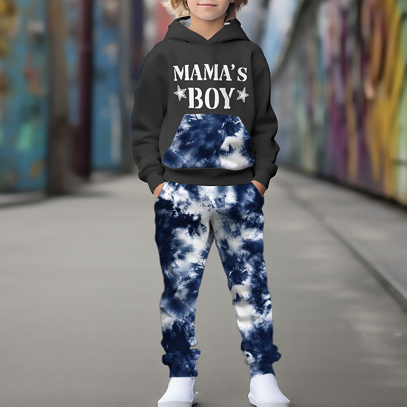 Boys 3D Graphic Tie Dye Hoodie Sweatpants Set HoodieSet Clothing Set Long Sleeve Spring Fall Sports Fashion Cool Kids 3-12 Years Outdoor Vacation Street Regular Fit